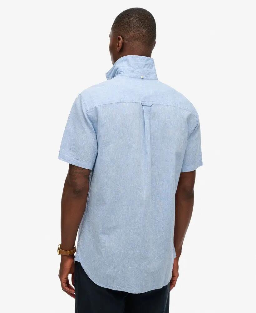 superdry City Cotton Linen korte mouw overhemd katoen-linnen 4/4
