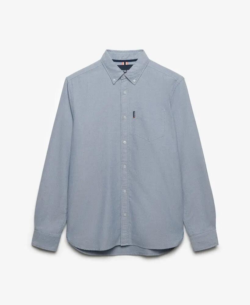 superdry Chemise Essential Oxford manches longues en coton – Deep Blue Chambray 7/7