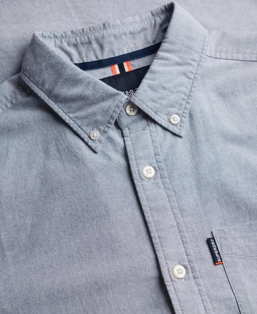 superdry Chemise Essential Oxford manches longues en coton – Deep Blue Chambray 6/7