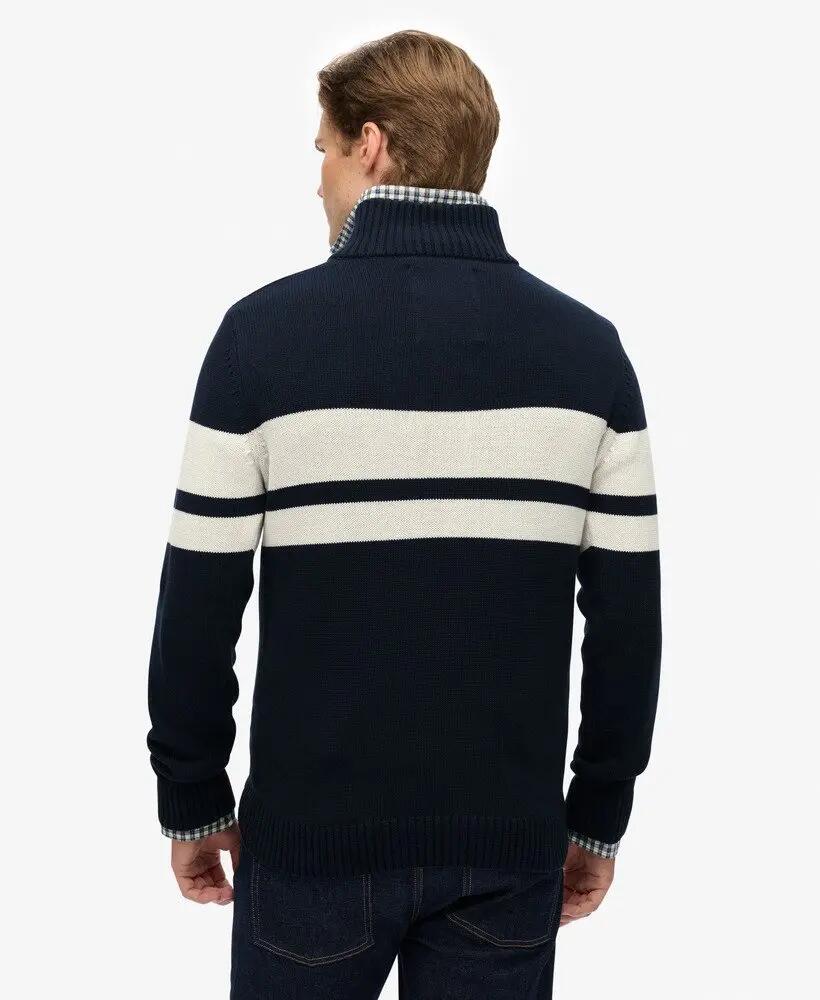 superdry Katoenen gestreepte half‑zip trui van biologisch katoen 5/6