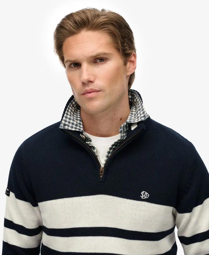 superdry Katoenen gestreepte half‑zip trui van biologisch katoen 4/6
