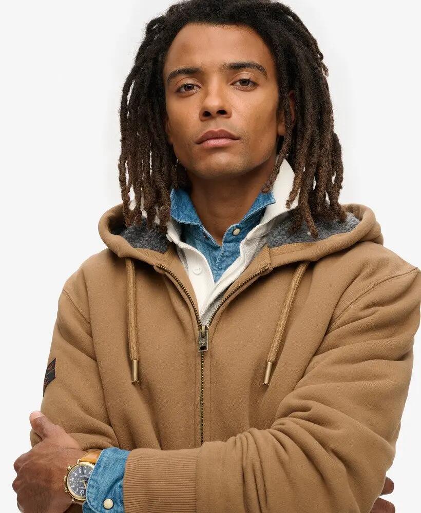 superdry Hoodie com fecho e forro Borg 3/6