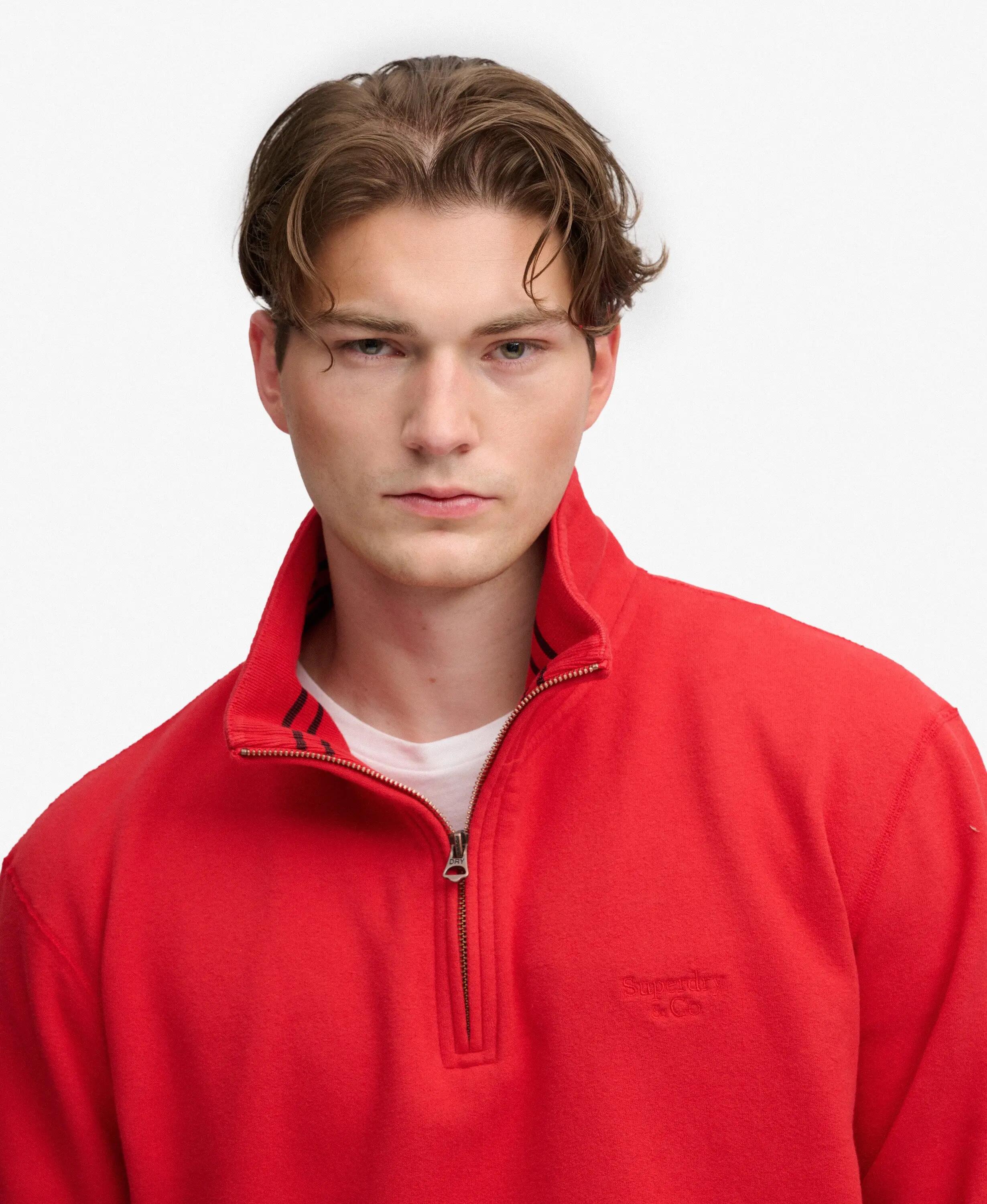 superdry Felpa Half Zip Essential Serif Logo – Base Red 4/6