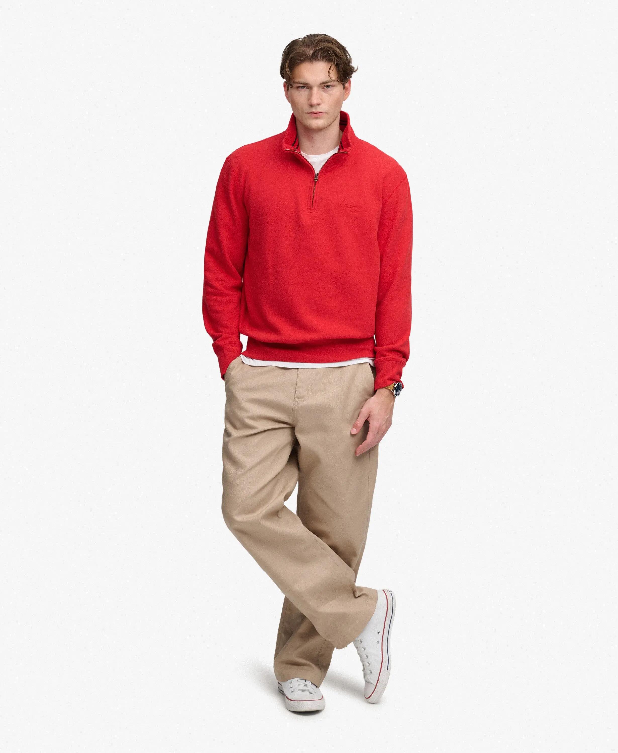 superdry Felpa Half Zip Essential Serif Logo – Base Red 3/6