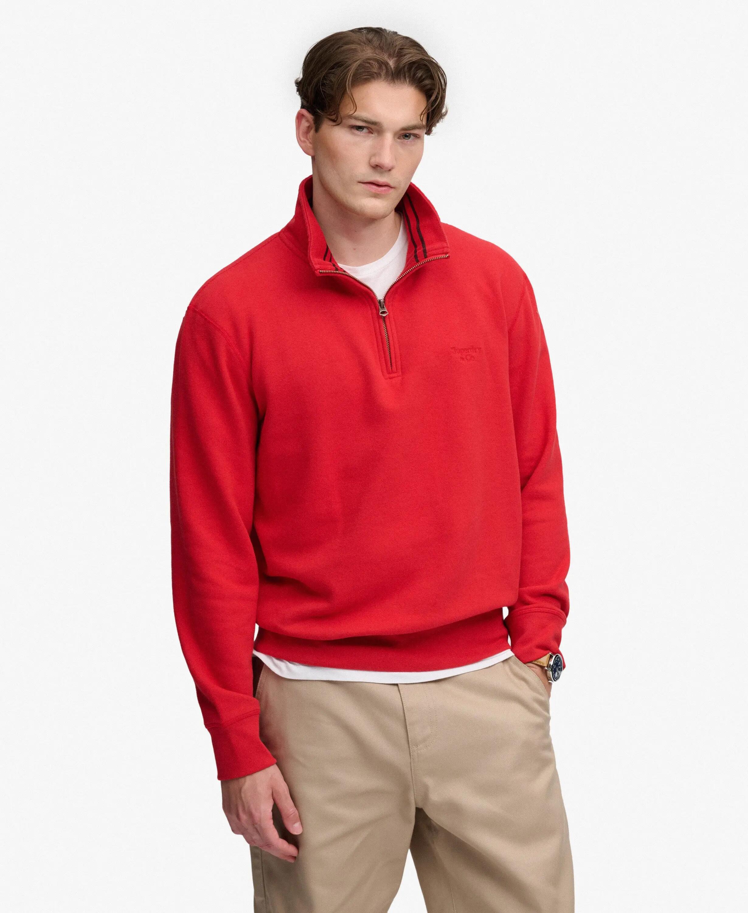 superdry Felpa Half Zip Essential Serif Logo – Base Red 2/6