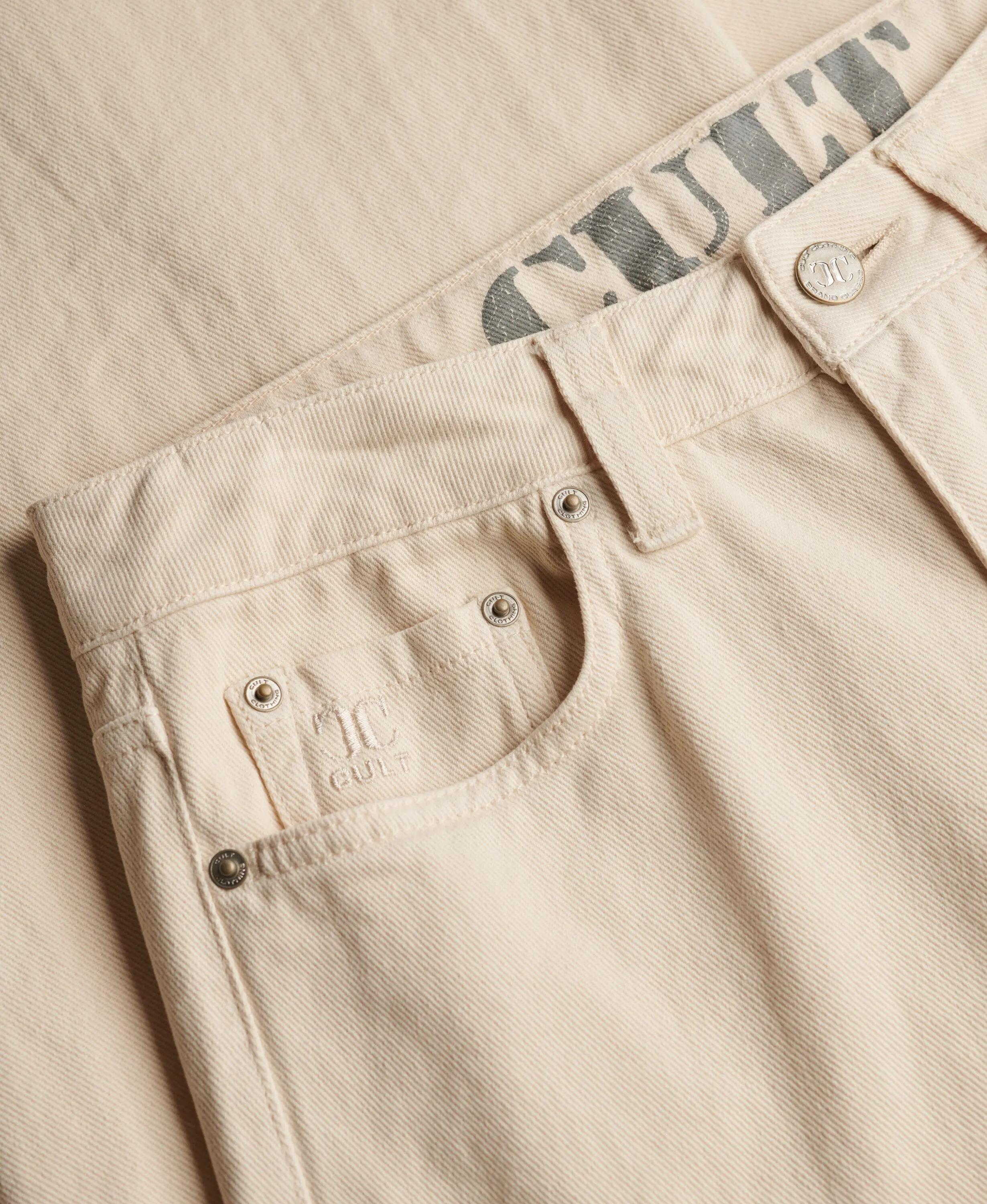 superdry Mid Rise Baggy Pants – Luźne spodnie bawełniane, Rice White 7/7
