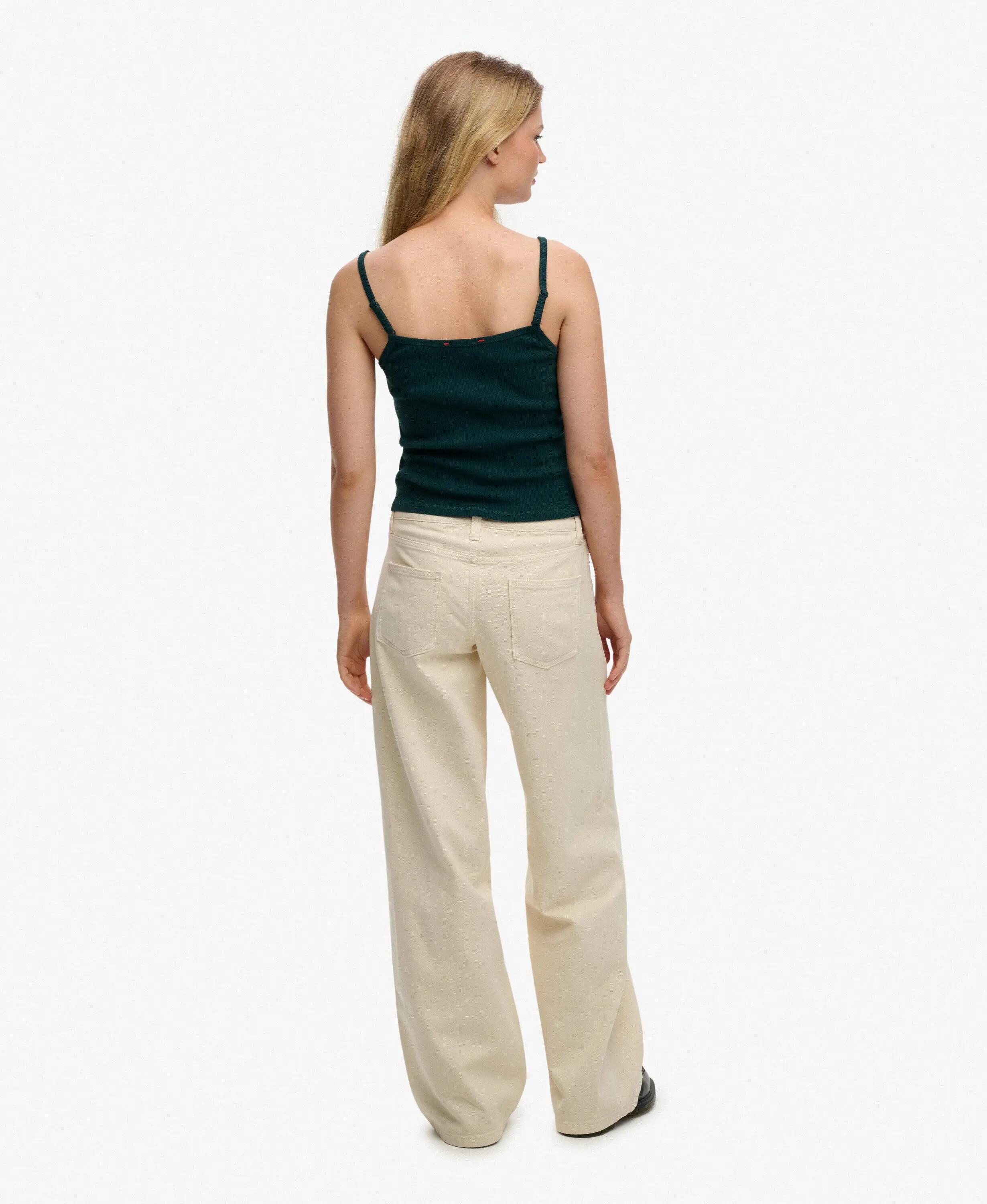superdry Mid Rise Baggy Pants – Luźne spodnie bawełniane, Rice White 6/7