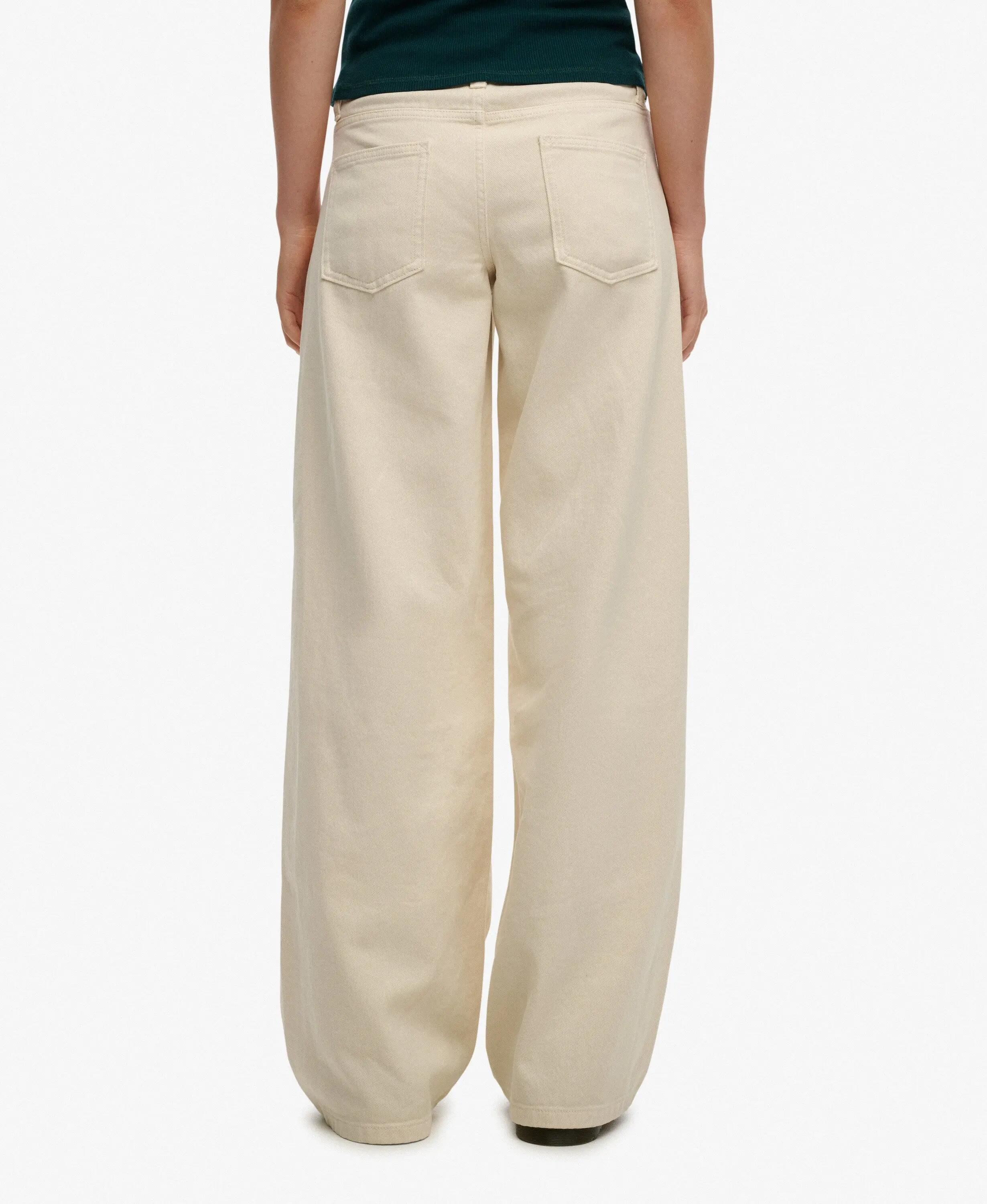 superdry Mid Rise Baggy Pants – Luźne spodnie bawełniane, Rice White 4/7