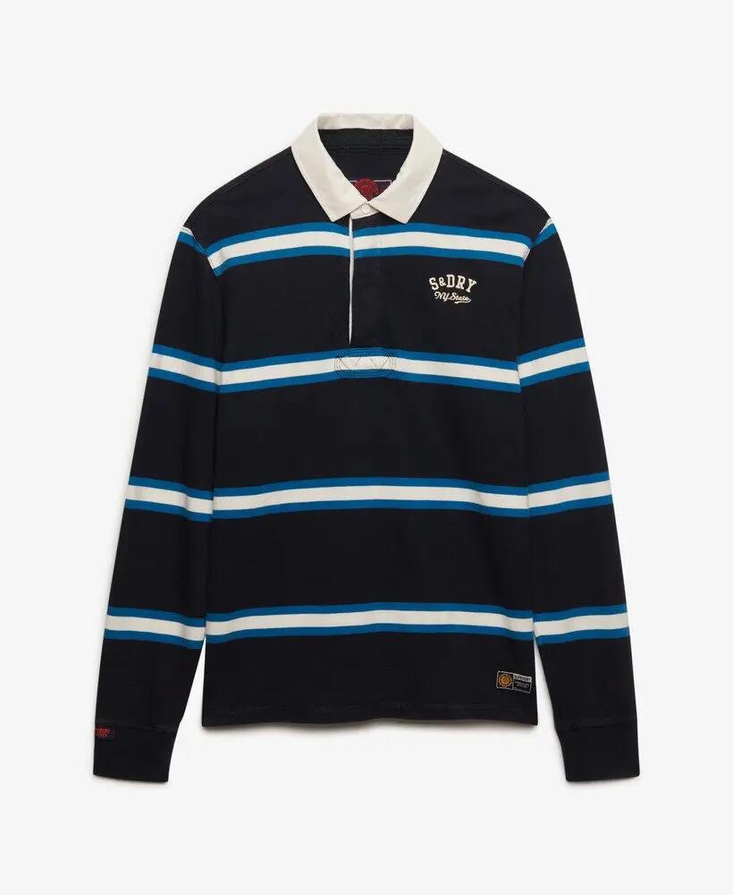 superdry Vintage Athletic Stripe Rugby Top in cotone - NAVY STRIPE 7/7