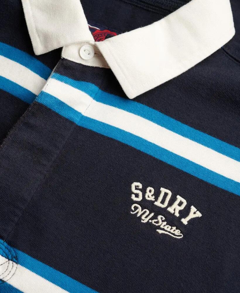 superdry Vintage Athletic Stripe Rugby Top in cotone - NAVY STRIPE 6/7