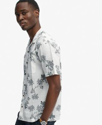 Superdry short sleeve beach shirt linnenmix – draconic navy