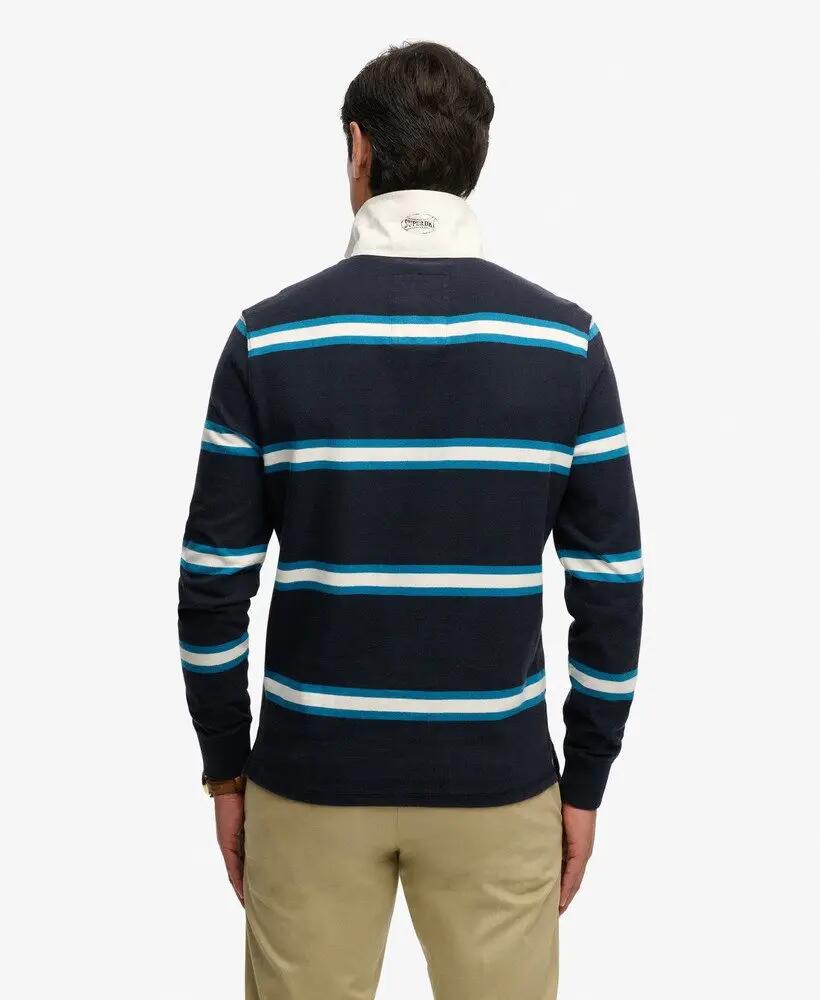 superdry Vintage Athletic Stripe Rugby Top in cotone - NAVY STRIPE 5/7