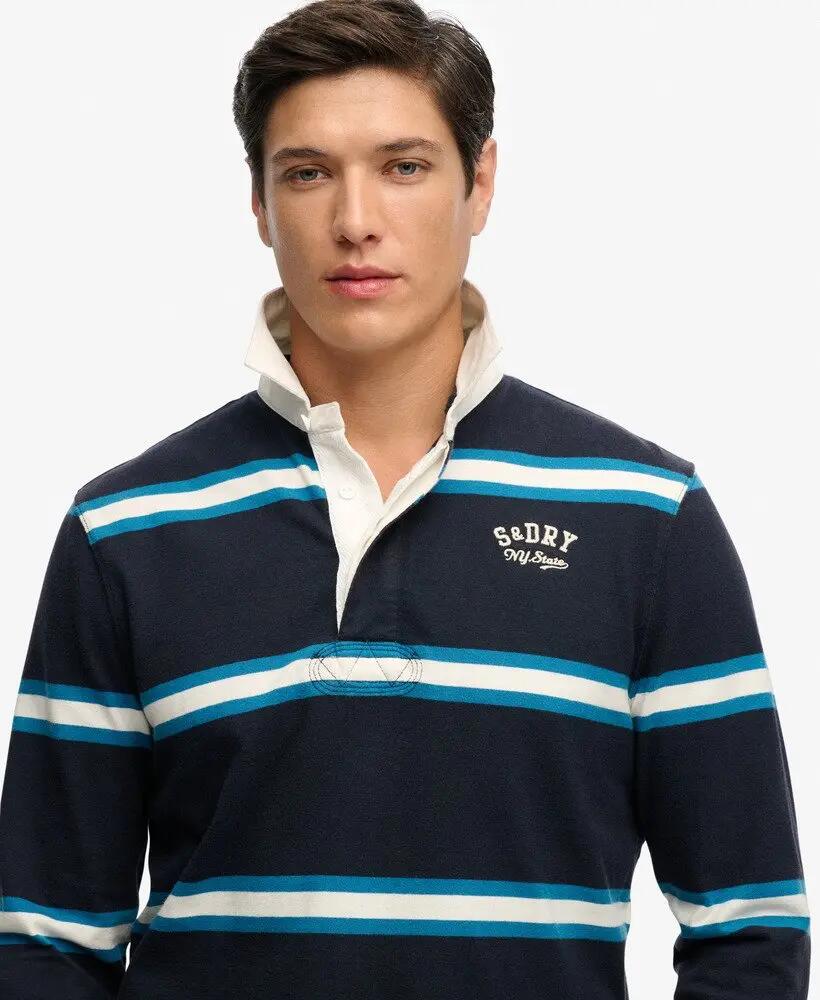 superdry Vintage Athletic Stripe Rugby Top in cotone - NAVY STRIPE 4/7