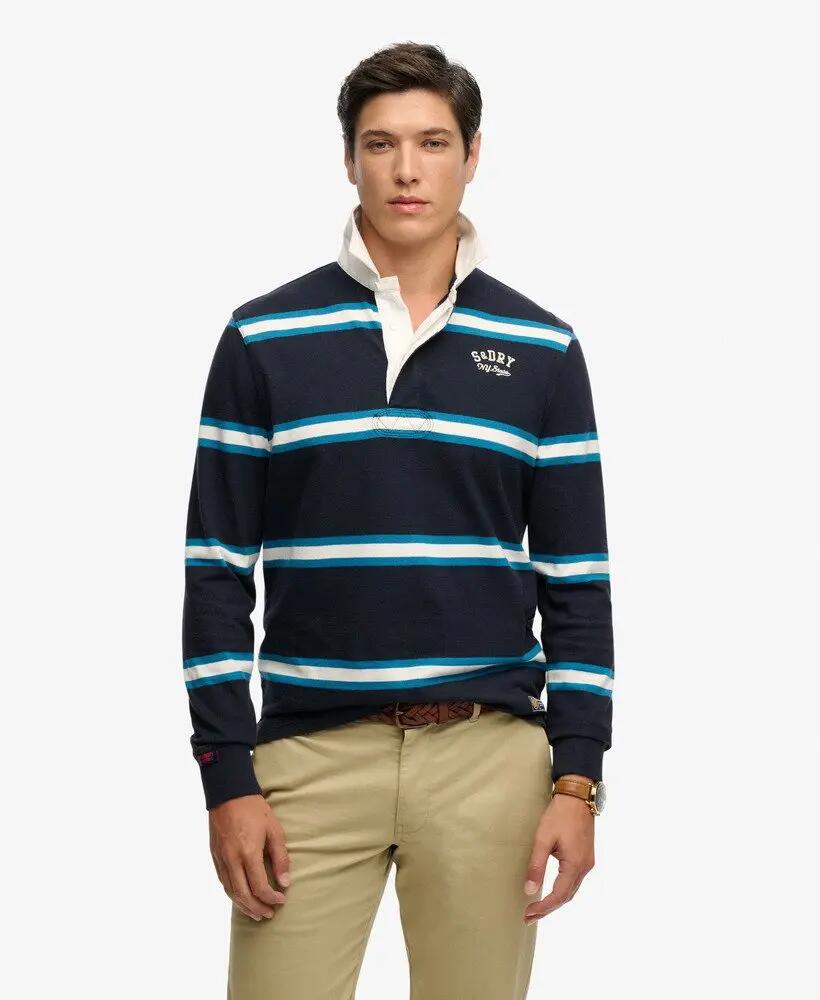 superdry Vintage Athletic Stripe Rugby Top in cotone - NAVY STRIPE 2/7