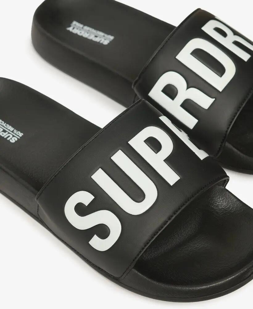 superdry Core Pool Sliders - Slippers zwart/wit met gevoerde band 6/7