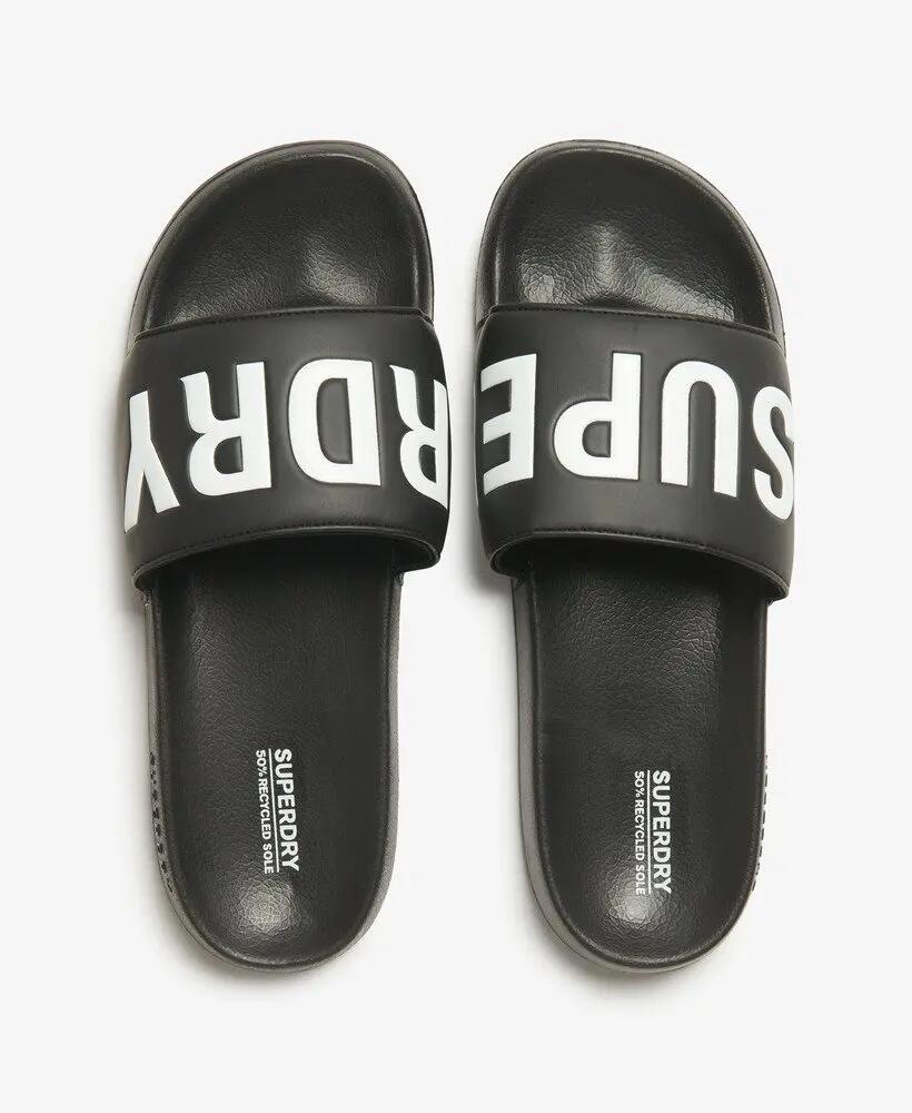 superdry Core Pool Sliders - Slippers zwart/wit met gevoerde band 5/7