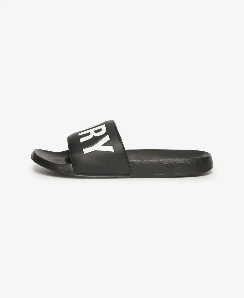 superdry Core Pool Sliders - Slippers zwart/wit met gevoerde band 4/7