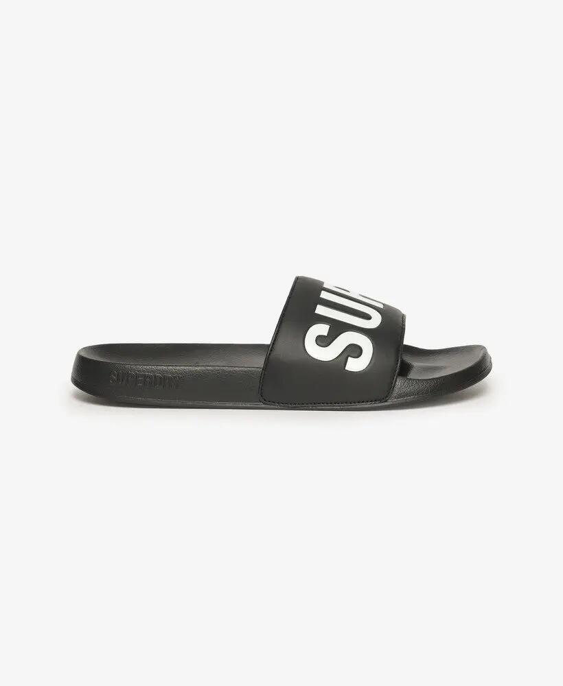 superdry Core Pool Sliders - Slippers zwart/wit met gevoerde band 3/7