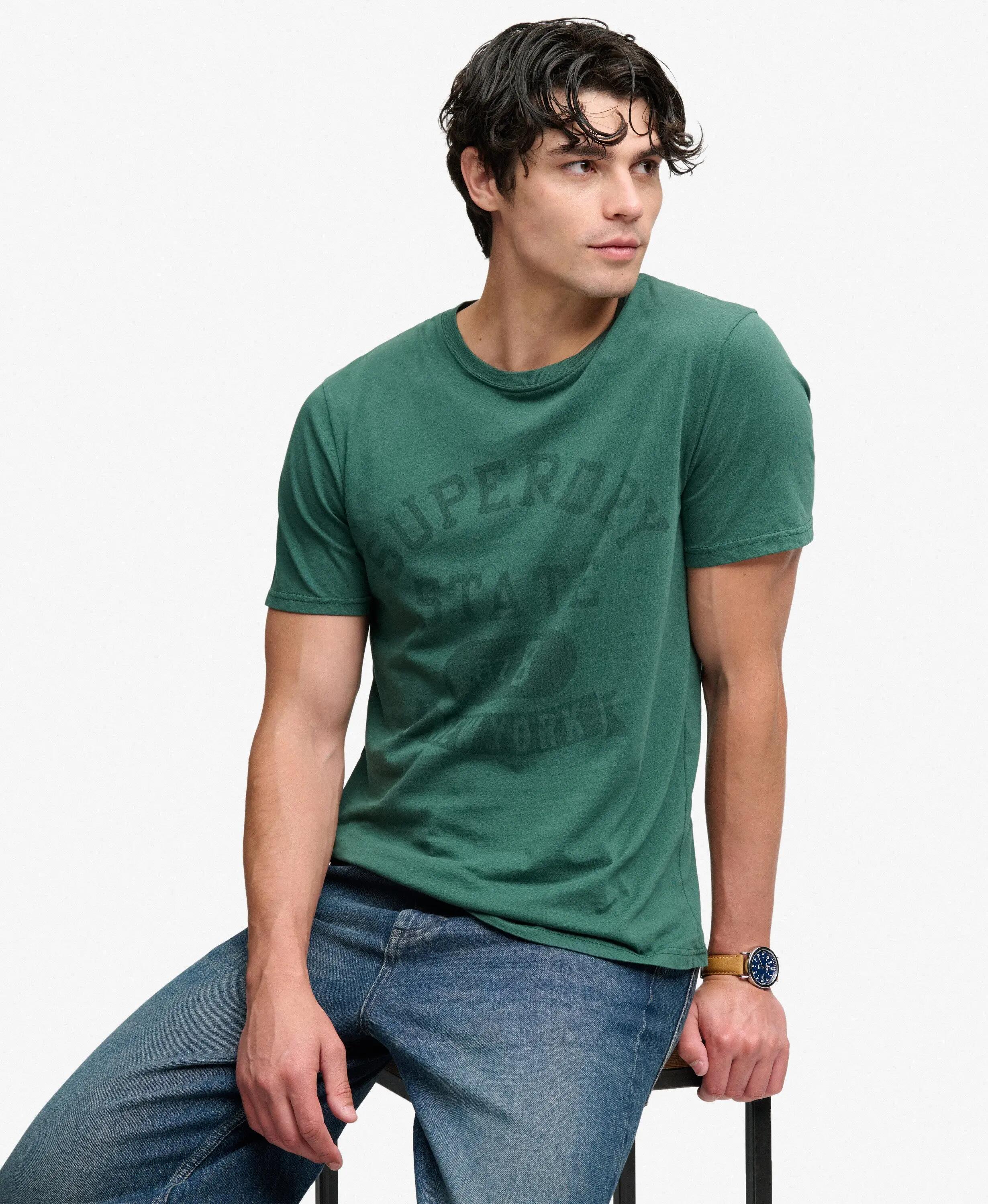 superdry T-shirt Athletic Tonal em algodão orgânico – corte relaxed, Erin Green 3/5