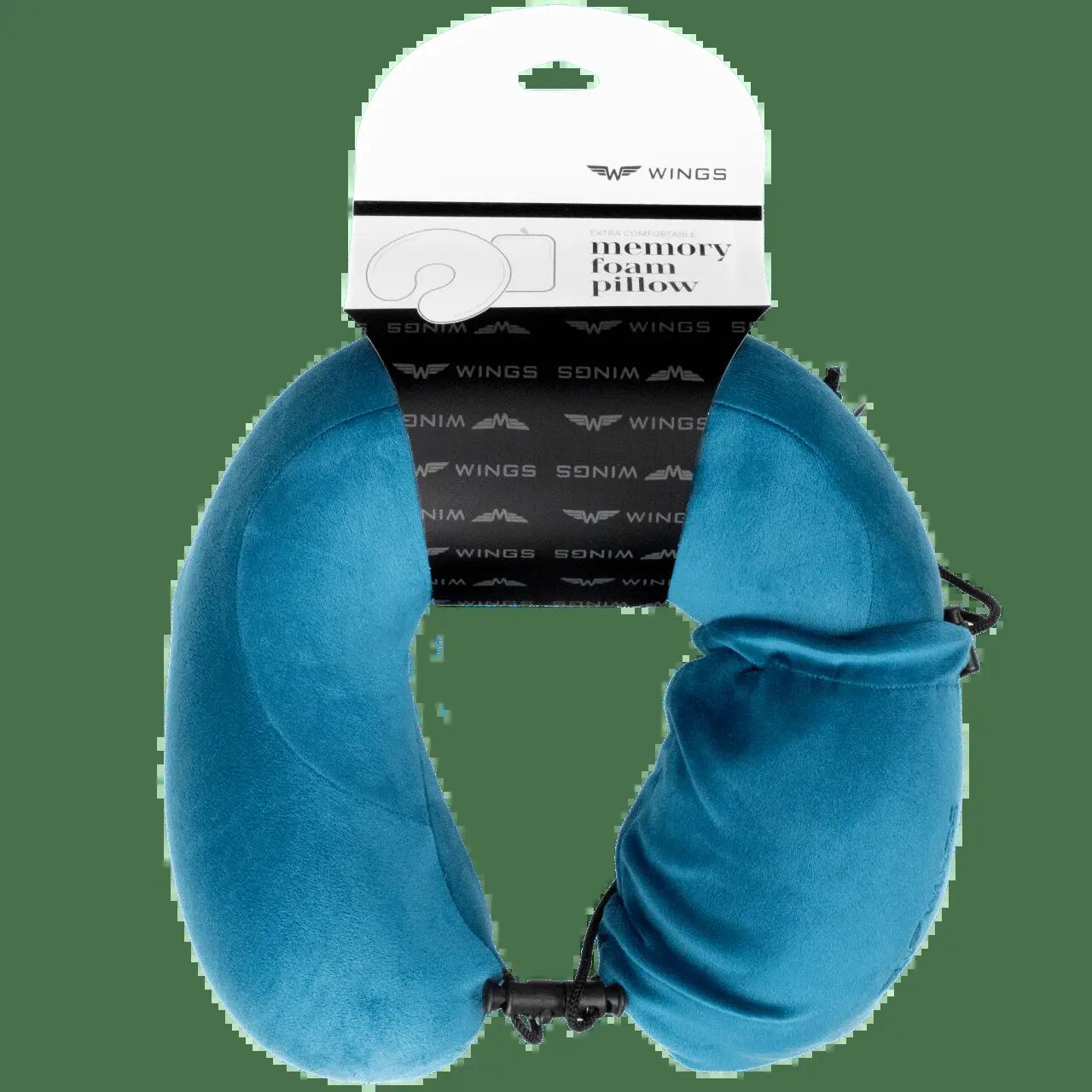 WINGS Coussin de voyage en mousse thermoplastique en forme de fer à cheval BLEU 7/8