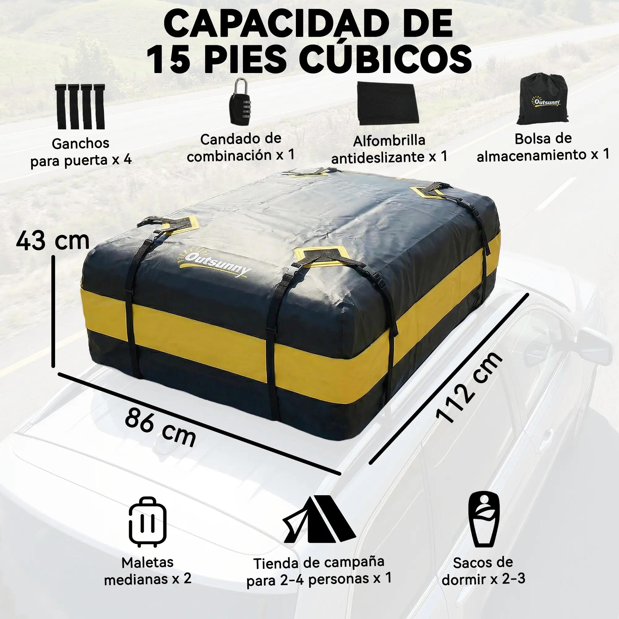 Bolsa de Techo Outsunny 112x86x43 cm Amarillo 3/5