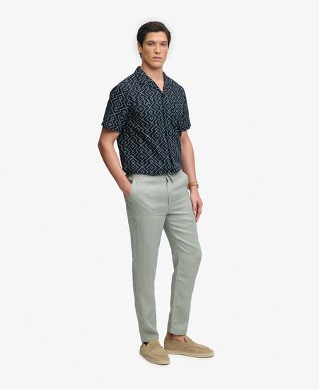 superdry Pantalon Merchant en lin Bay Green
