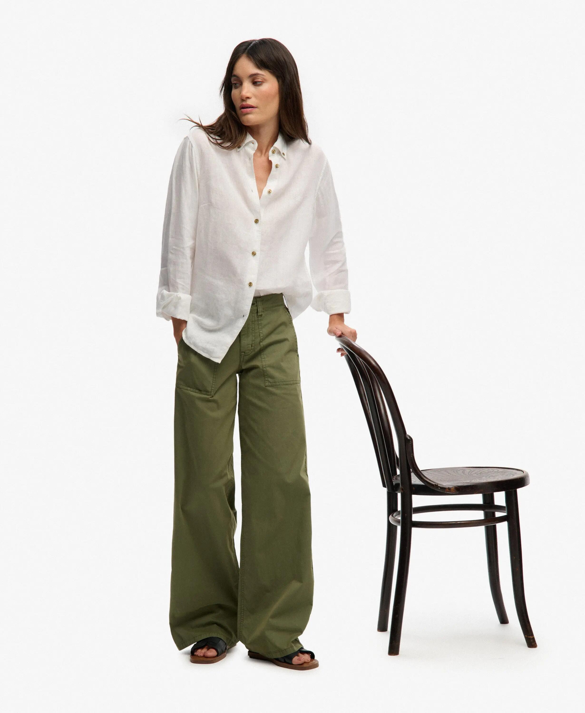 superdry Baggy Cargo Pants — corte recto, Olive Khaki 1/6