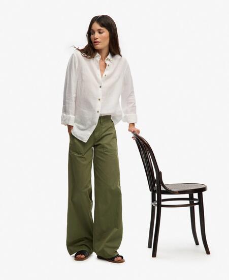 superdry Baggy Cargo Pants — corte recto, Olive Khaki