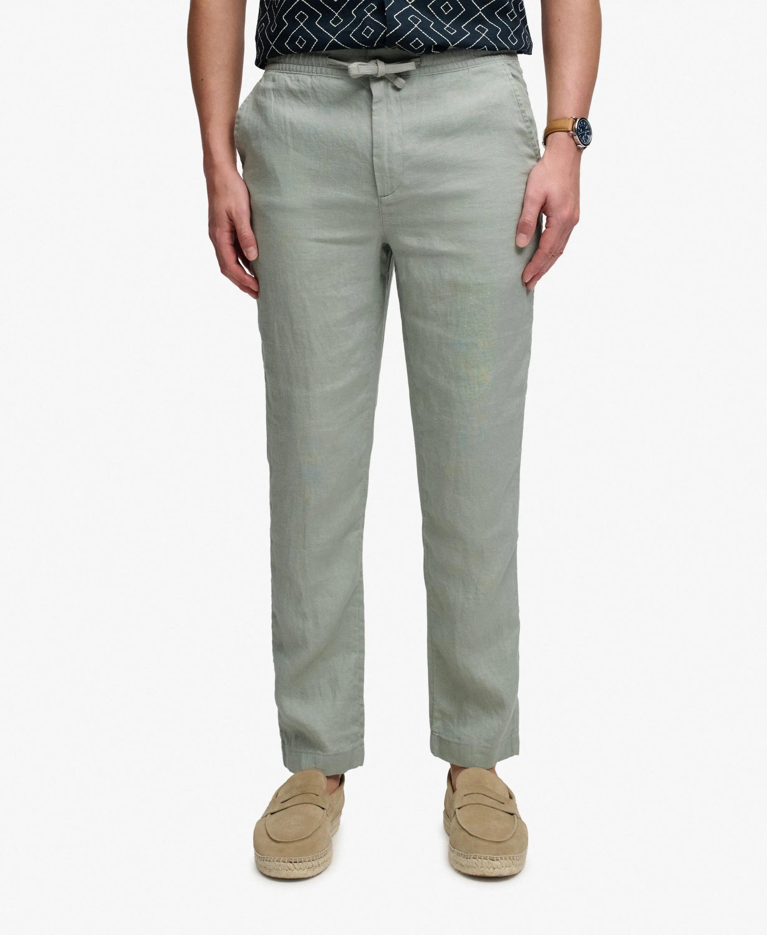 superdry Calças Merchant em linho Bay Green 3/6