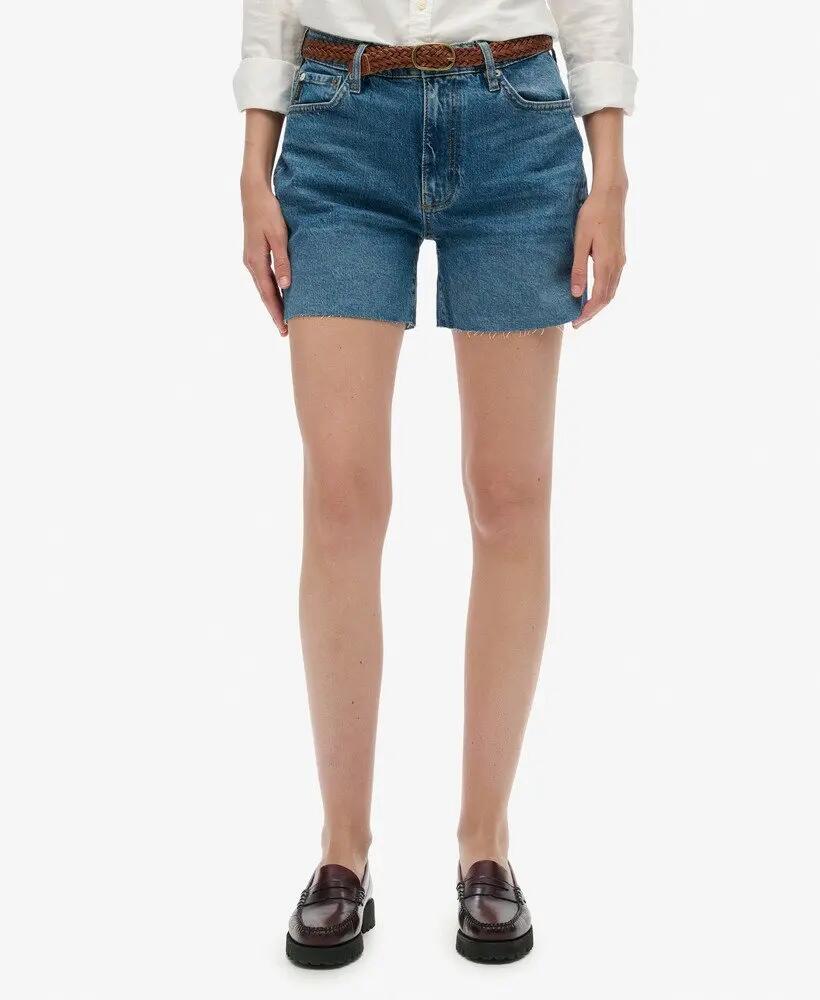 superdry Short taille mi-haute Coupe effilochée – Fulton Vintage Blue 4/6