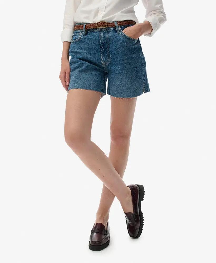 superdry Short taille mi-haute Coupe effilochée – Fulton Vintage Blue 2/6