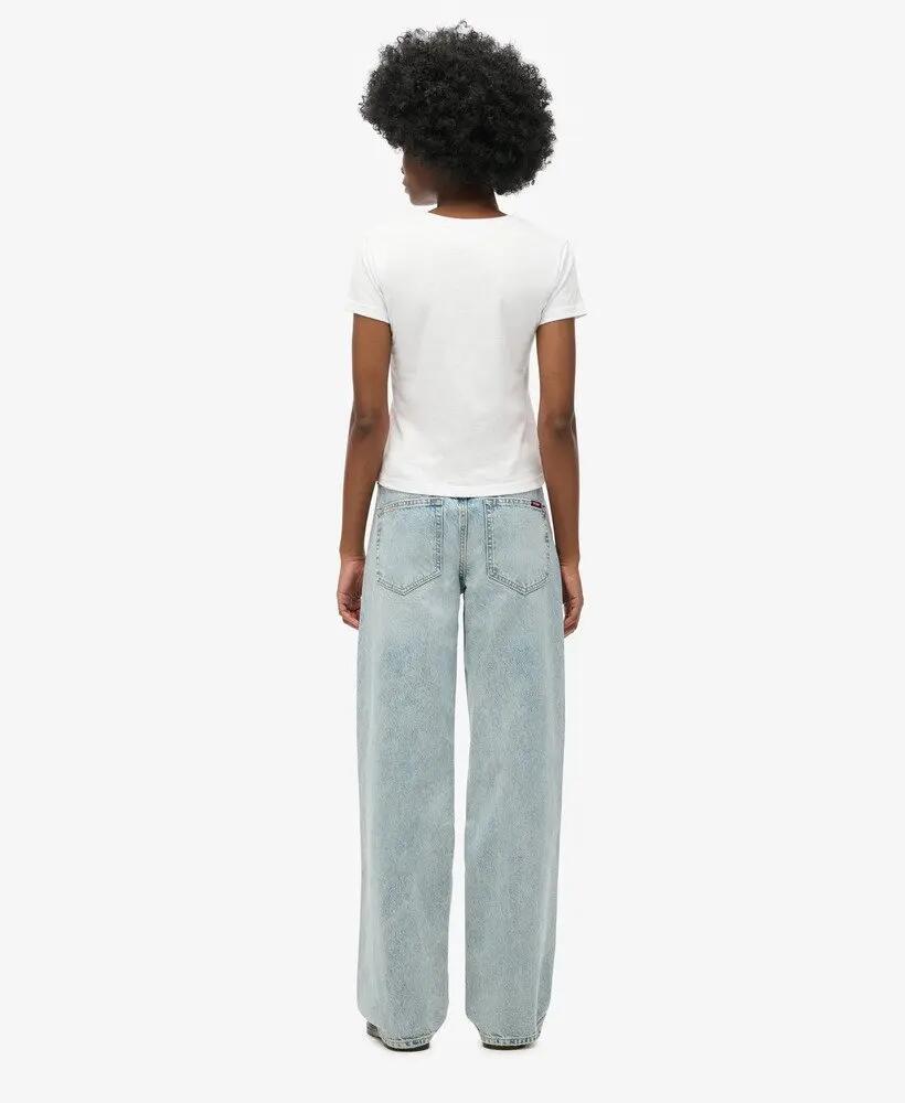 Női, közepes derékú, bő szárú biopamutfedő farmer Superdry 4/6
