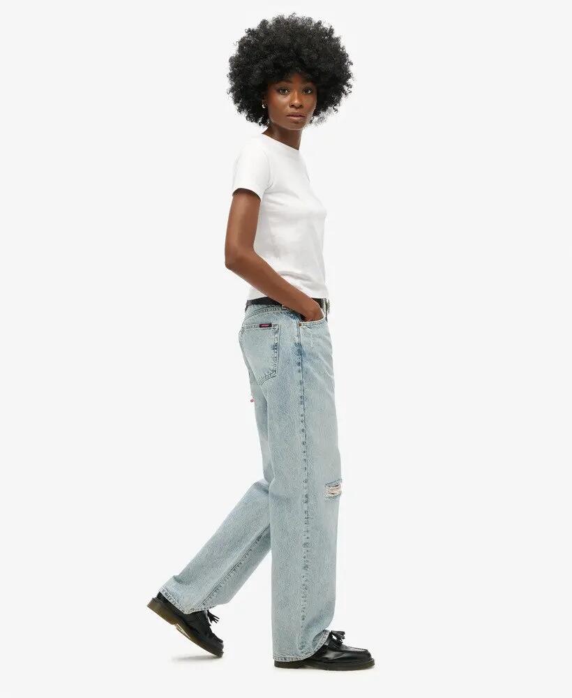 Női, közepes derékú, bő szárú biopamutfedő farmer Superdry 3/6