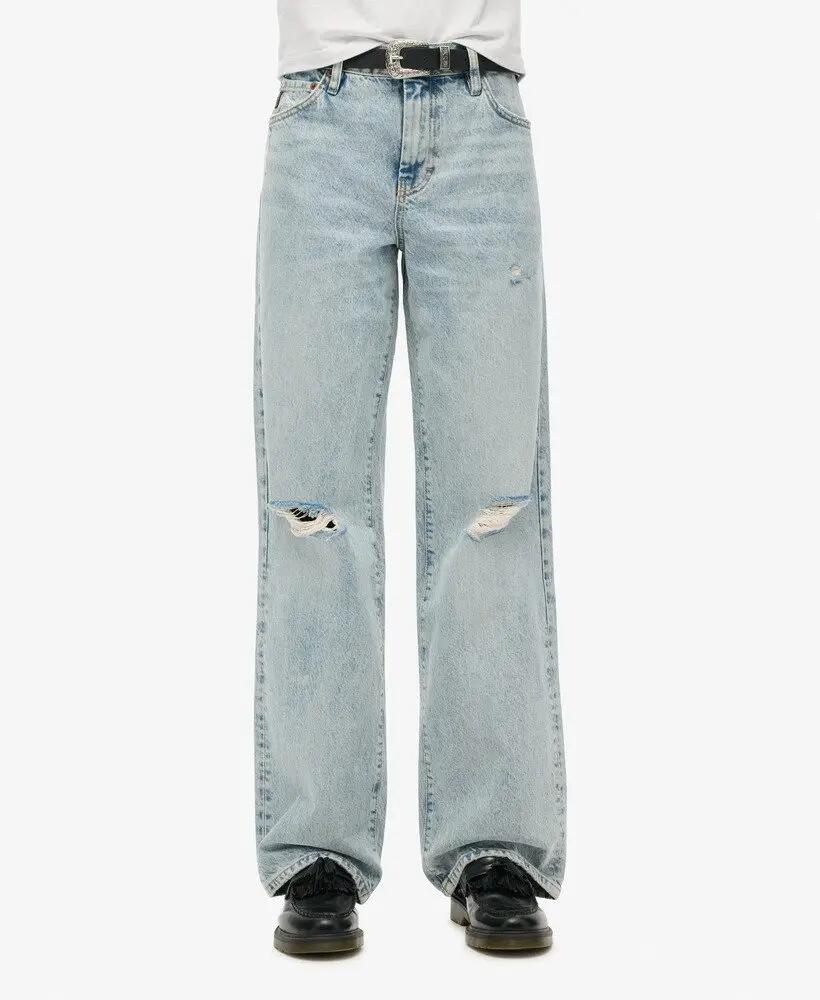 Női, közepes derékú, bő szárú biopamutfedő farmer Superdry 2/6