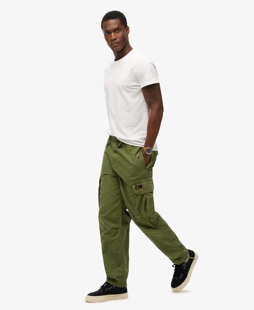 superdry Pantalon Baggy Parachute en coton Forest Olive 4/7