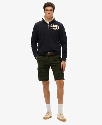 Superdry organic cotton core cargo shorts — zwart/gouden pailletten