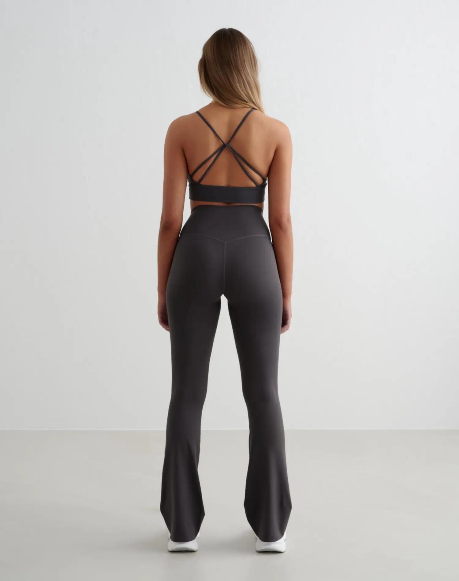 Mallas Mujer Acampanadas Cintura Alta Largo para Altas Sense Flare Gris Sombra 2/4