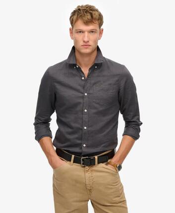 superdry Langarm-Hemd Baumwolle-Leinen Relaxed Fit