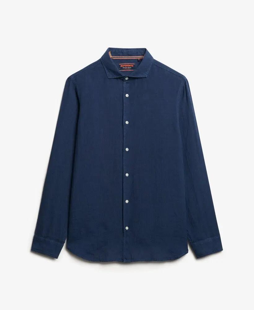 superdry Camisa de linho Vacation manga comprida – NAVY 6/6