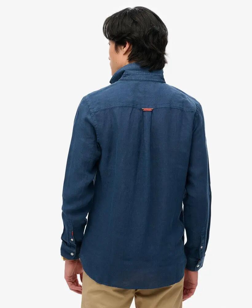 superdry Camisa de linho Vacation manga comprida – NAVY 4/6