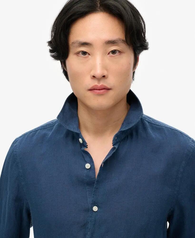 superdry Camisa de linho Vacation manga comprida – NAVY 3/6