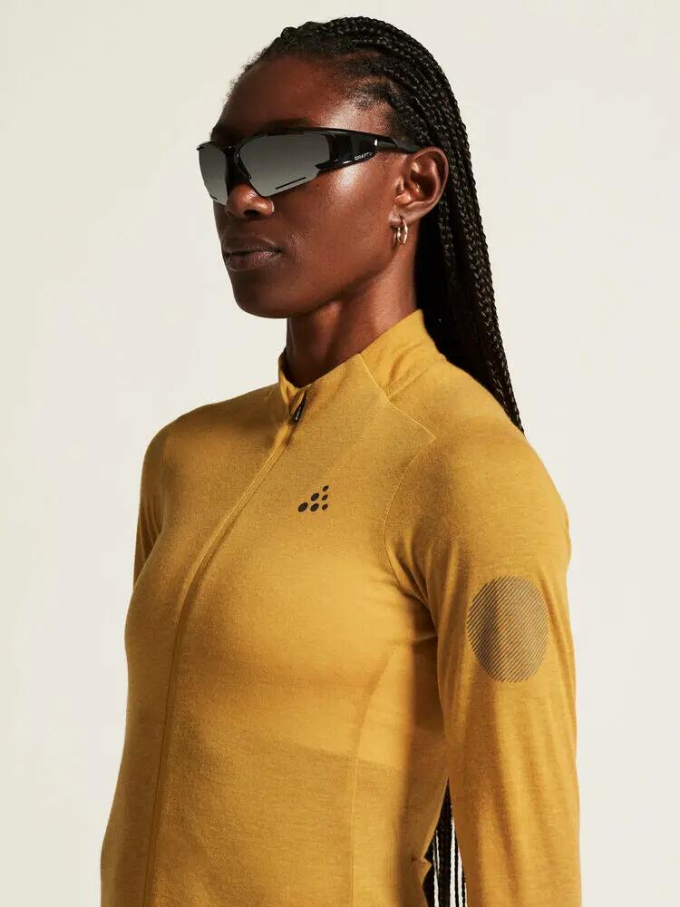 craft Dames lange mouw fietsjersey Core Bike Essence Wool – Turmeric/Melange 5/7