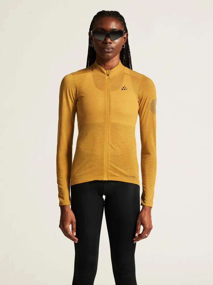 craft Dames lange mouw fietsjersey Core Bike Essence Wool – Turmeric/Melange 3/7