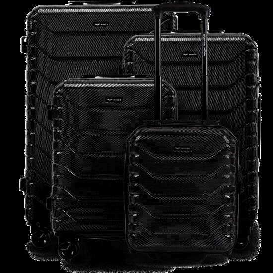 Ensemble de 4 valises Wings CRAKE POLYCARBONE 100% NOIR S/M/L + MINI