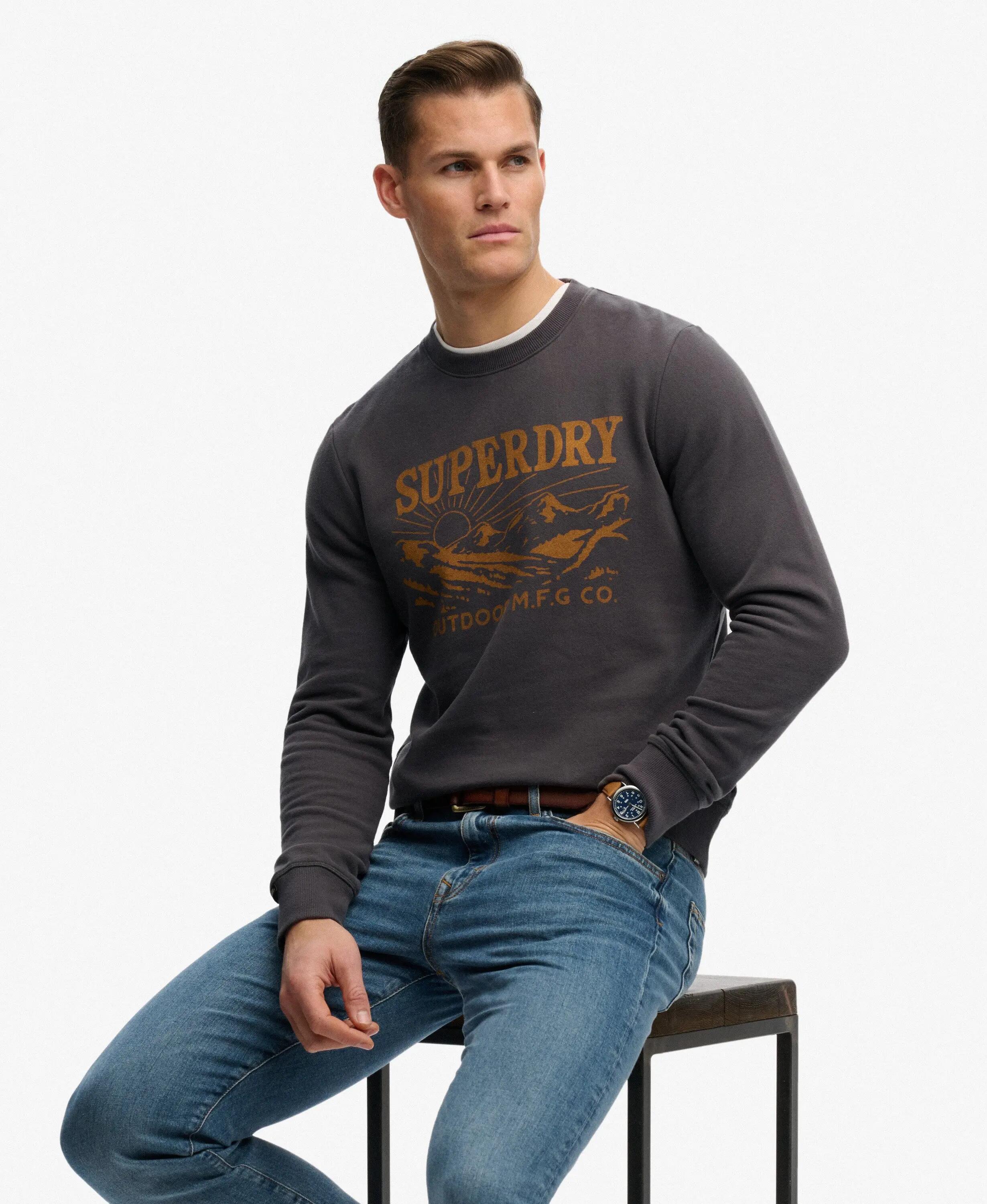 superdry Sweatshirt Retro Outdoor Relaxed en coton — Washed Black 2/7