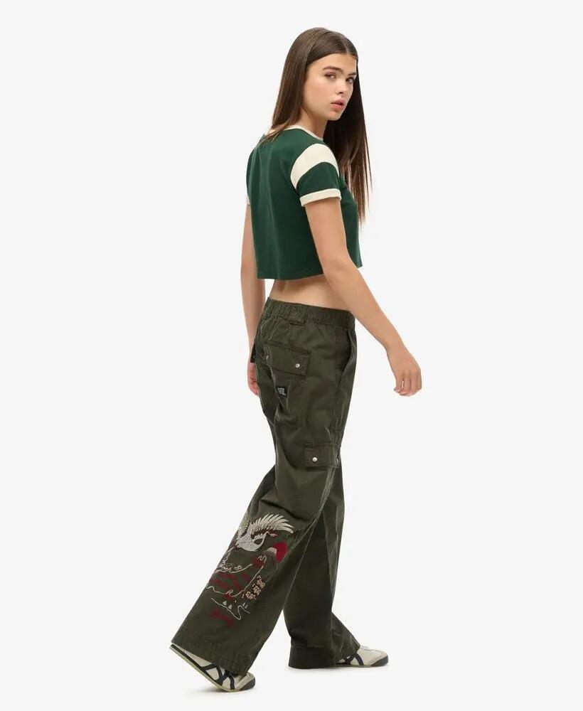 superdry Pantalon cargo brodé Lr en coton — Surplus Goods Olive Green 3/6