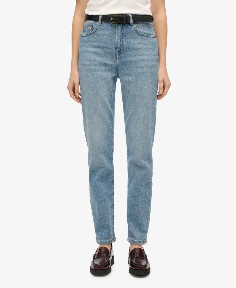 superdry Mom Jeans High Rise em algodão orgânico - Mid Blue Denim 4/7