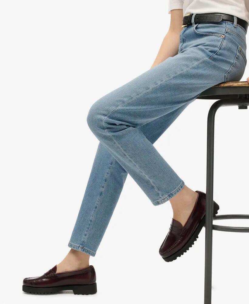 superdry Mom Jeans High Rise em algodão orgânico - Mid Blue Denim 2/7