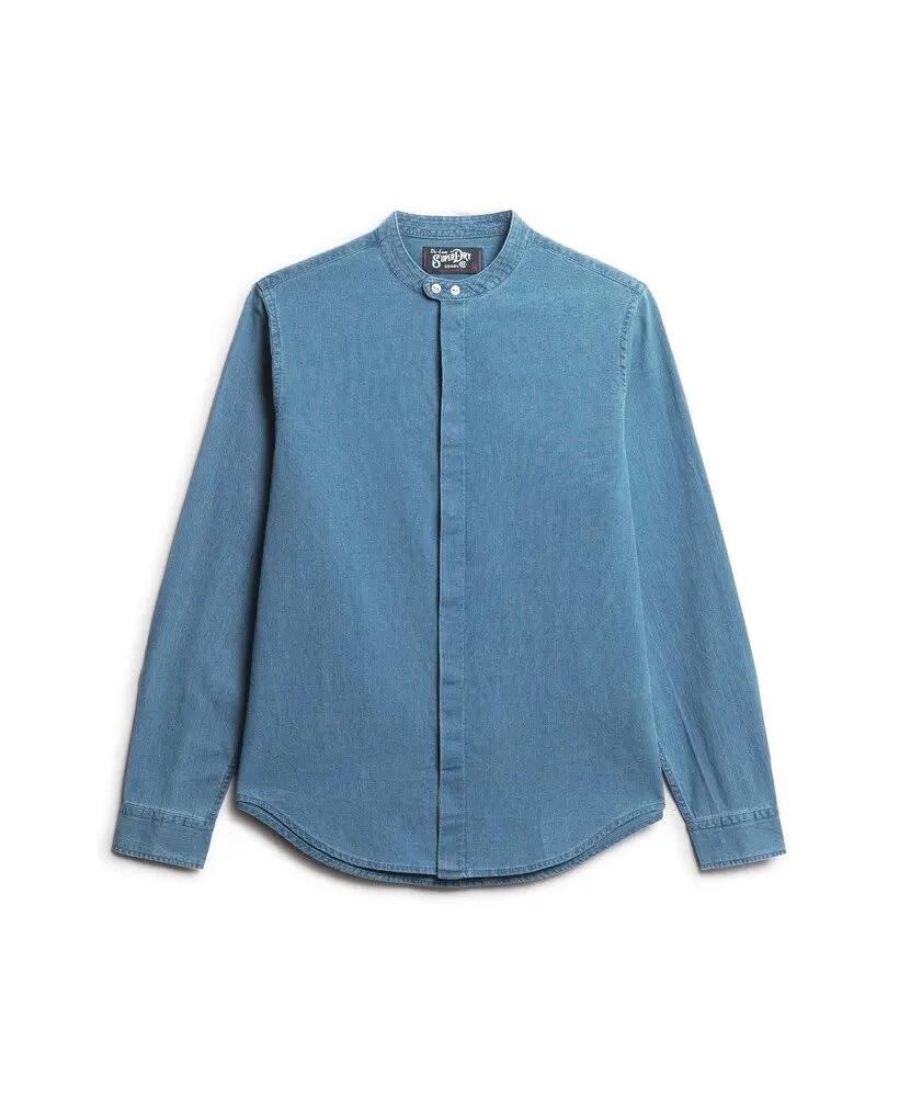 superdry The Merchant Store - Camisa Henley Indigo Heavy Wash 7/7