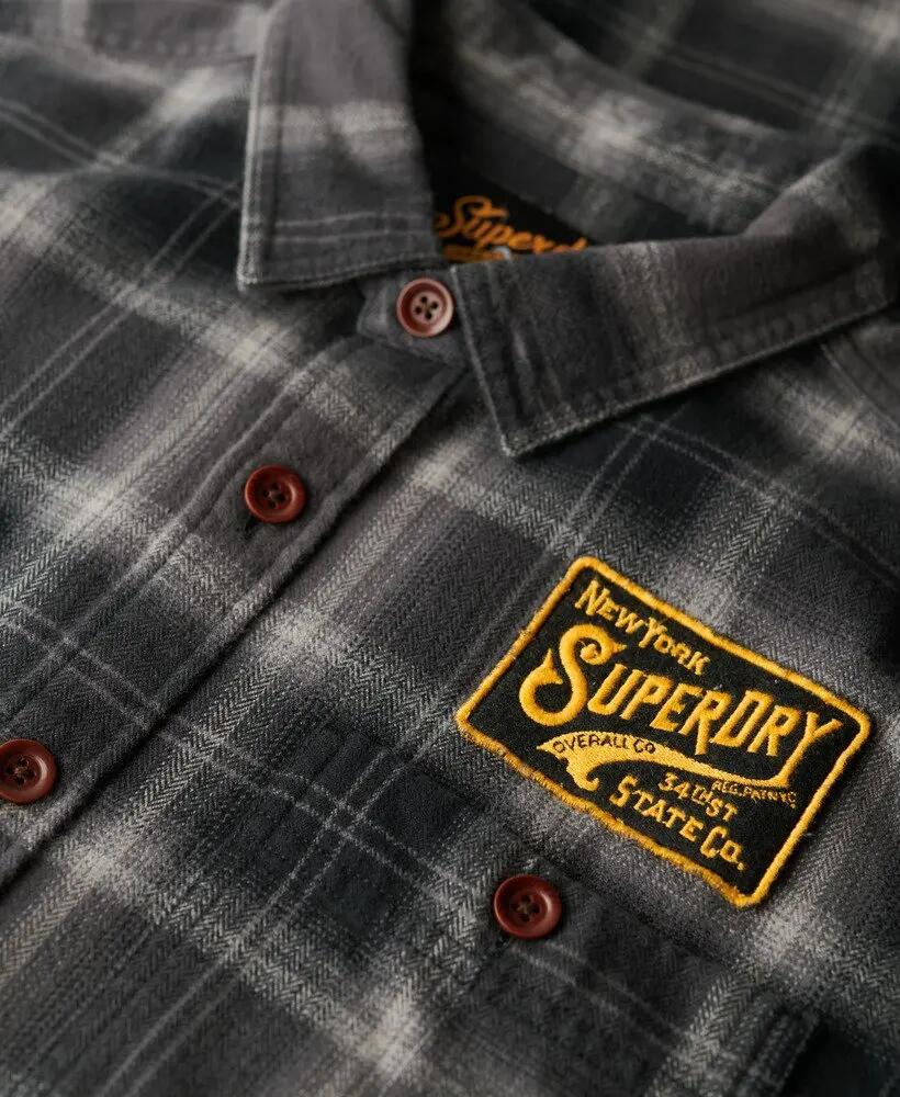 superdry Herren Overshirt bestickt kariert Roderick Check Black 5/7